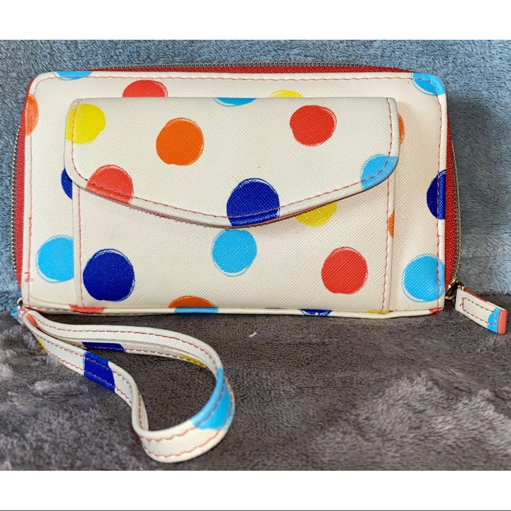 2 for $25 | Mundi | Ladies Ziparound Polka Dot Wristlet w/ Phone Pocket